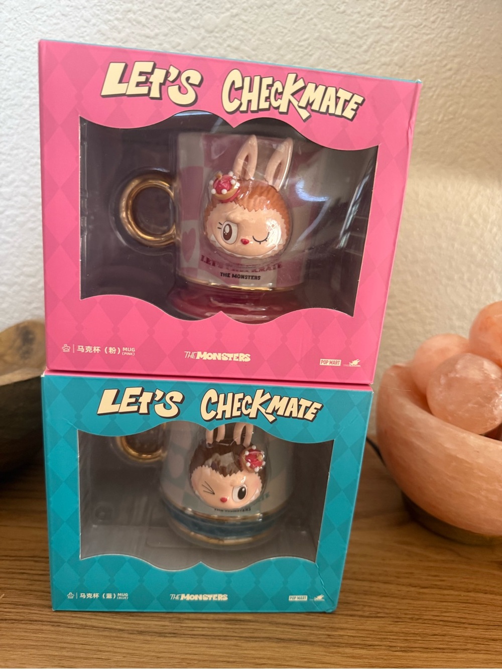 The Monsters Let's Checkmate Mug - Pink and Teal Boxed Ceramic Set